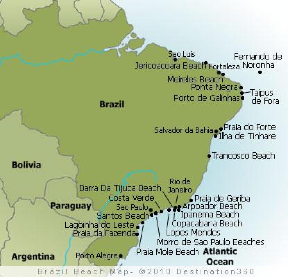 карта Бразилии пляжи