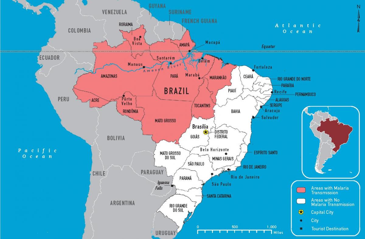 малярия Бразилия карта