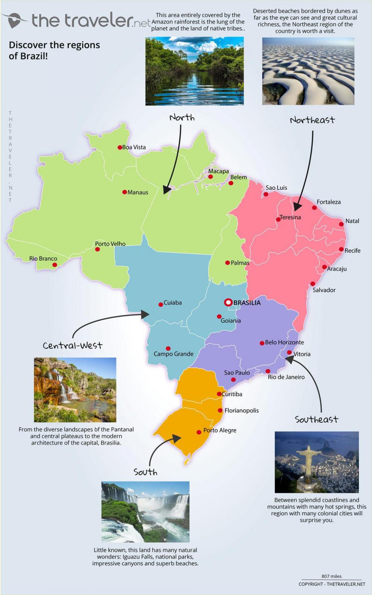 карта достопримечательностью Бразилии