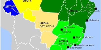 Карта Бразилии часовых поясов